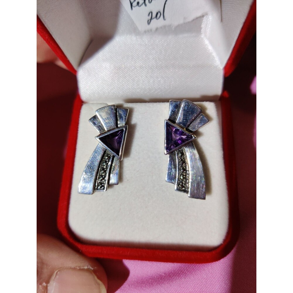 2+ karats Amethyst Silver Earrings